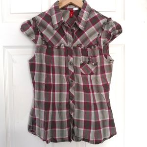 H&M Plaid Shirt with Ruffle Details